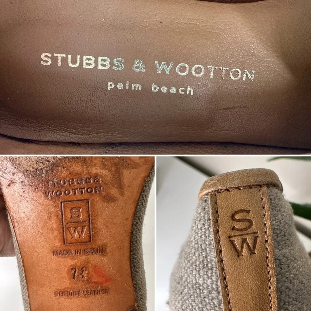 Stubbs & Wootton Lucky Clover Loafers Embroidered Linen Smoking Slippers 7.5 - Picture 10 of 13